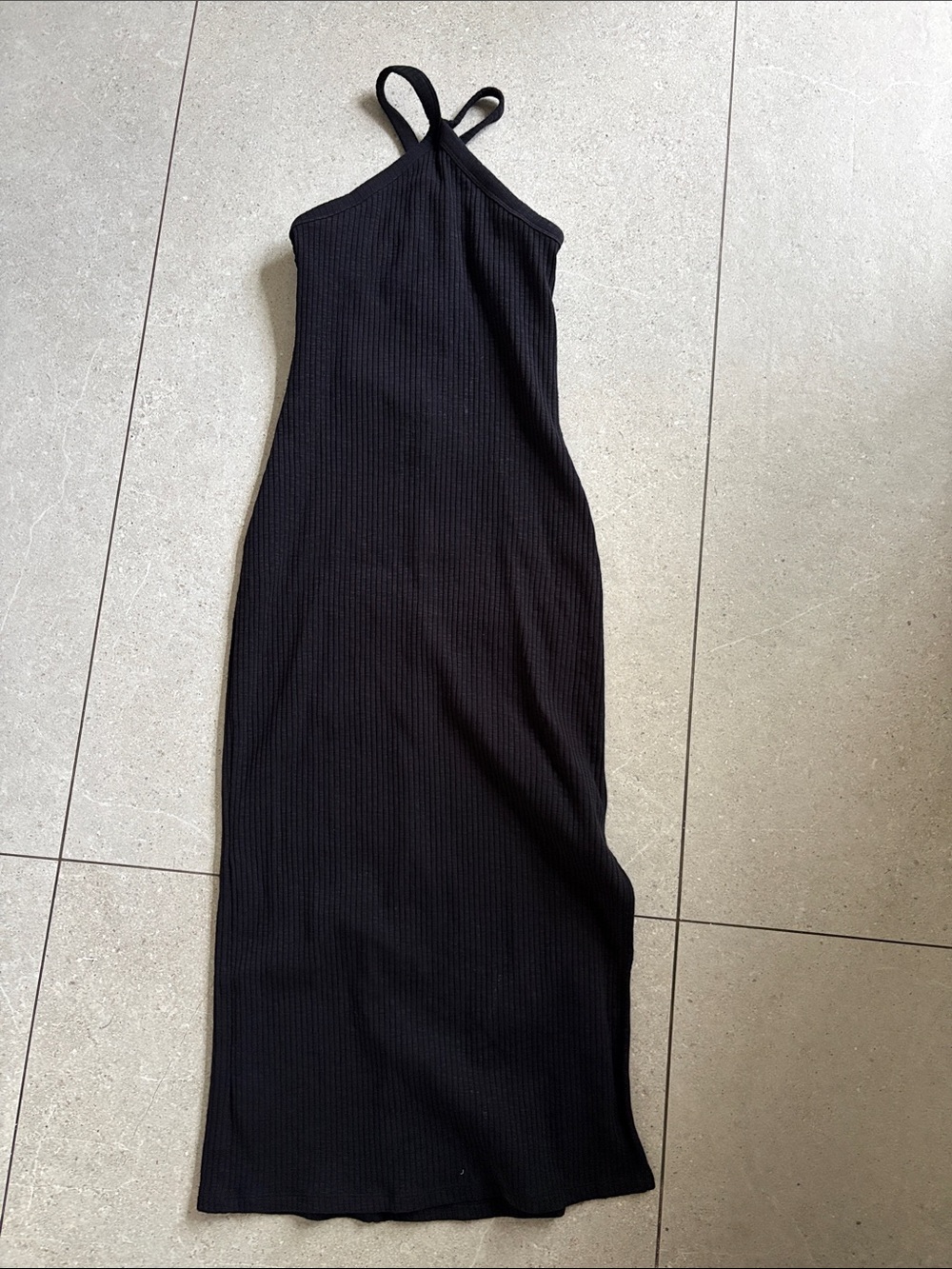 Old navy black ribbed halter midi dress